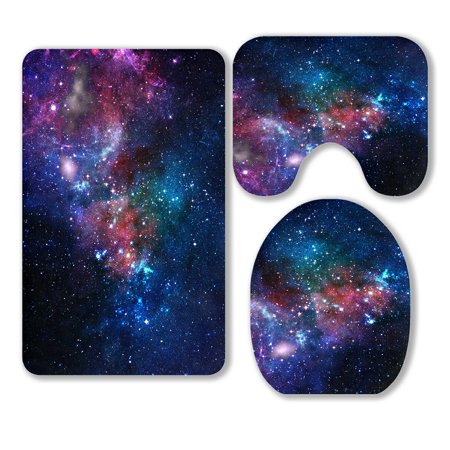 ABPHQTO Small Part An Infinite Star Field Space Universe 3 Piece Bathroom Rugs Set Bath Rug Contour Mat and Toilet Lid Cover