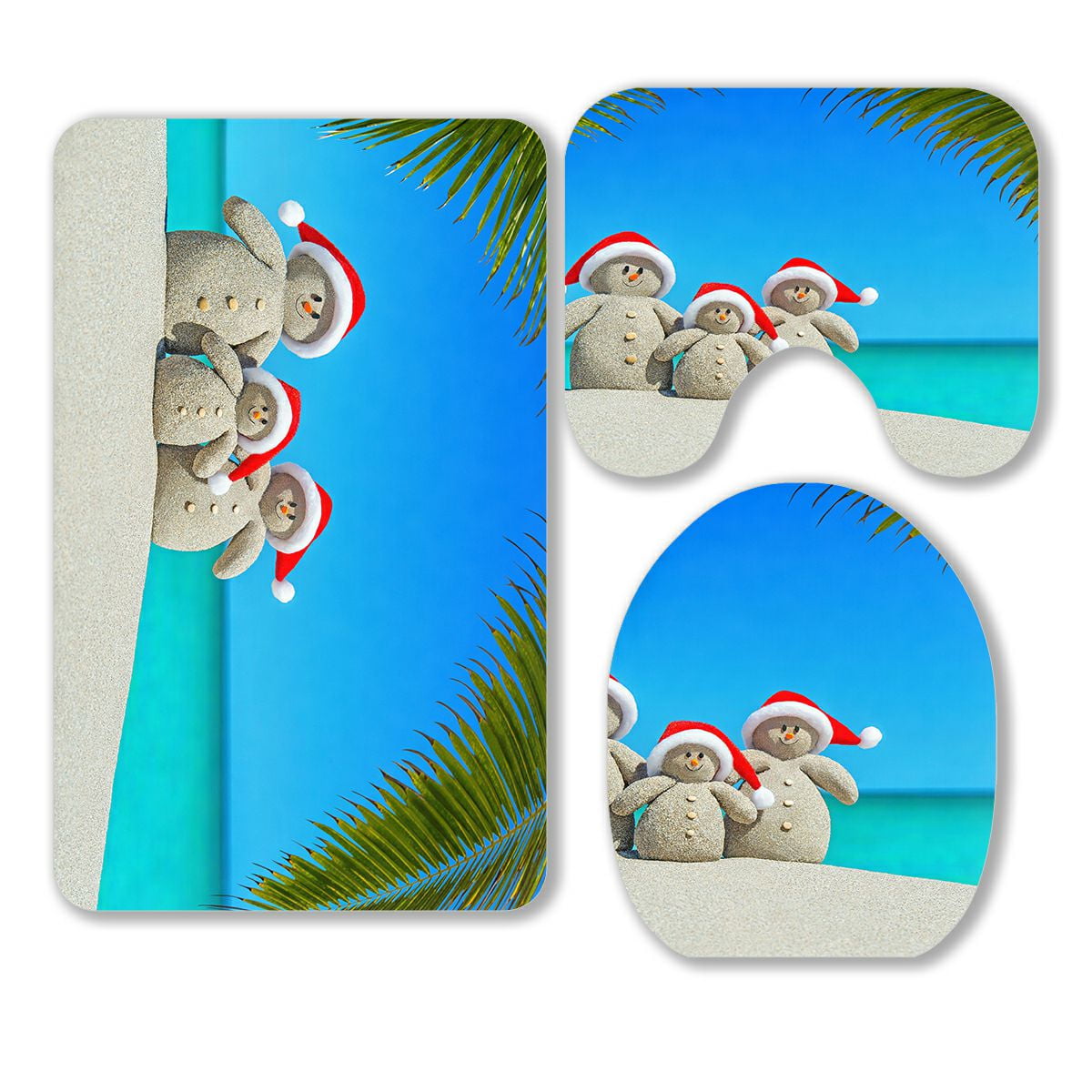 ABPHQTO Snowmen Family Santa Hats At Sunny Ocean Tropical Palm Beach 3 ...