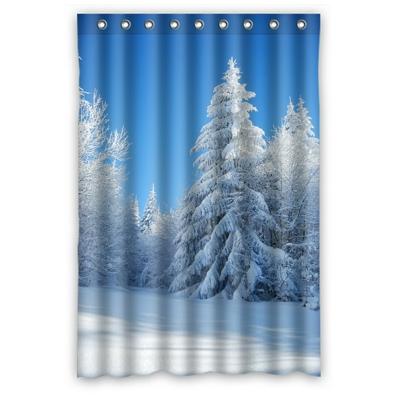 ABPHQTO Snowy Mountain Forest Waterproof Polyester Shower Curtain and Hooks For Home Decor 48x72 Inch