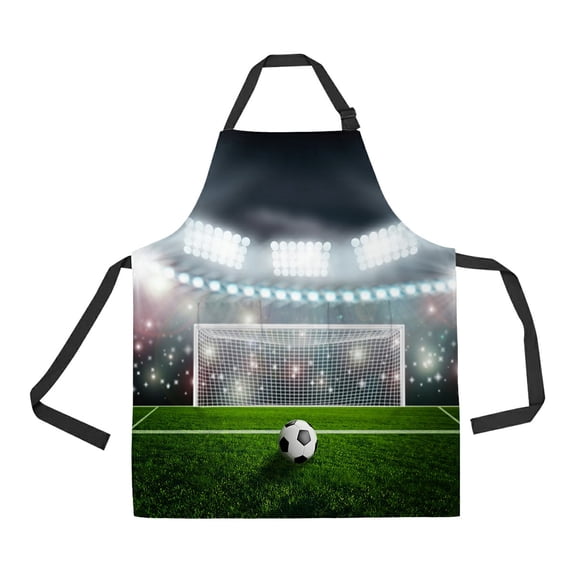 ABPHQTO Soccer Ball On Green Stadium Arena Apron Home Kitchen Apron with Pockets