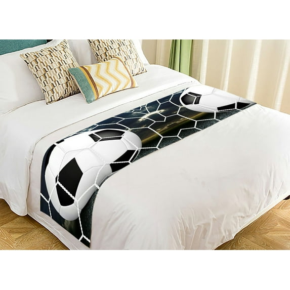 ABPHQTO Soccer Bed Runner Bedding Scarf Bed Decoration 20x95 inch