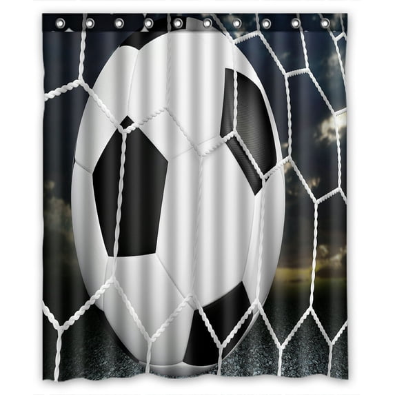 ABPHQTO Soccer Waterproof Polyester Shower Curtain and Hooks For Home Decor 60x72 Inch
