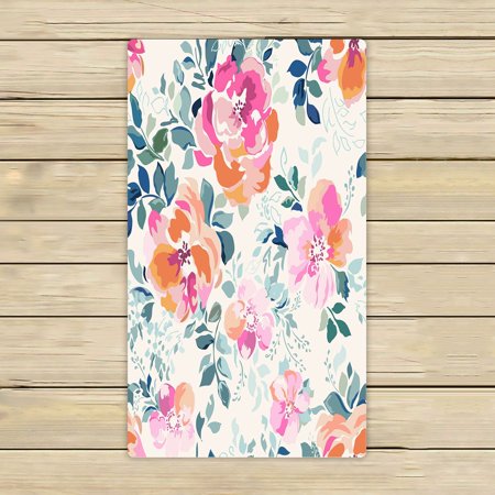 ABPHQTO Soft Pink Watercolor Flower Towels,Beach Bath Pool Sprot Travel Hand Spa Towel 16x28 Inch