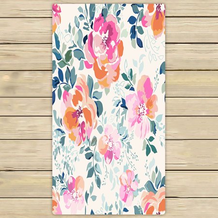 ABPHQTO Soft Pink Watercolor Flower Towels,Beach Bath Pool Sprot Travel Hand Spa Towel 30x56 Inch