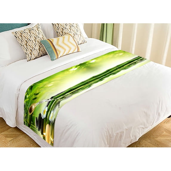 ABPHQTO Spa Stones Flow Water Bed Runner Bedding Scarf Bed Decoration 20x95 inch