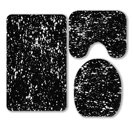 ABPHQTO Speckles Drops Of Paint Small Drops Stylish Abstract 3 Piece Bathroom Rugs Set Bath Rug Contour Mat and Toilet Lid Cover