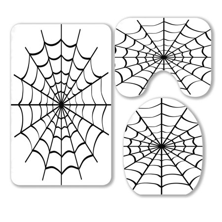 ABPHQTO Spider Web 3 Piece Bathroom Rugs Set Bath Rug Contour Mat and Toilet Lid Cover