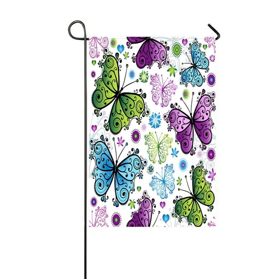 ABPHQTO Spring Bright Colorful Butterflies Home Outdoor Garden Flag House Banner Size 12x18 Inch