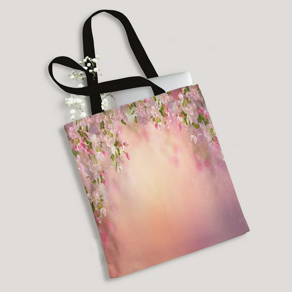 ABPHQTO Spring Cherry Blossom Sakura Branch In Springtime Canvas Bag Reusable Tote Grocery Shopping Bags Tote Bag 14x16 inch