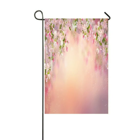 ABPHQTO Spring Cherry Blossom Sakura Branch In Springtime Home Outdoor Garden Flag House Banner Size 12x18 Inch