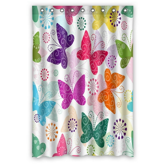 ABPHQTO Spring Colorful And Transparent Butterflies Waterproof Polyester Shower Curtain and Hooks For Home Decor 48x72 Inch