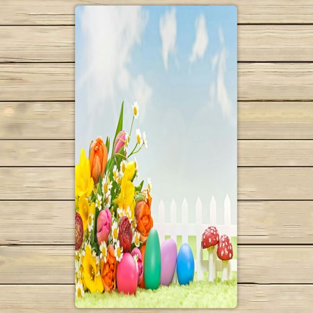 ABPHQTO Spring Flowers Easter Artificial Landscape Towels,Beach Bath Pool Sprot Travel Hand Spa Towel 30x56 Inch