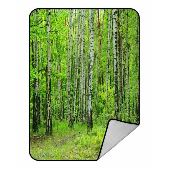 ABPHQTO Spring Green Czech Forest Fleece Blanket Fleece Back Throw Blanket 58x80 inch