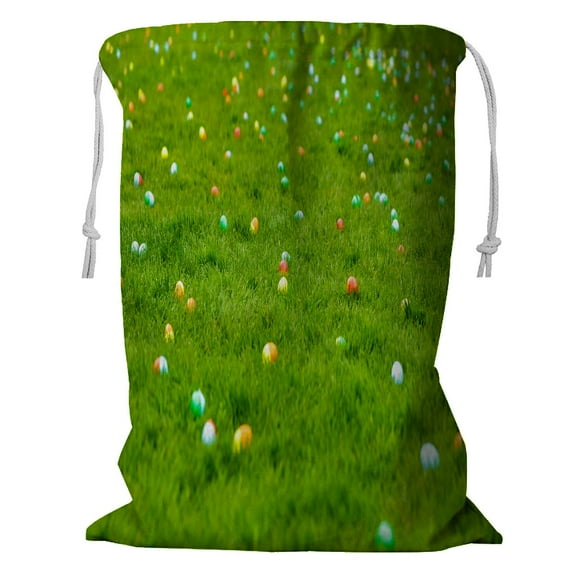 ABPHQTO Spring Meadow Easter Eggs Grass Storage Basket Laundry Bag with Drawstring 18x24 Inch