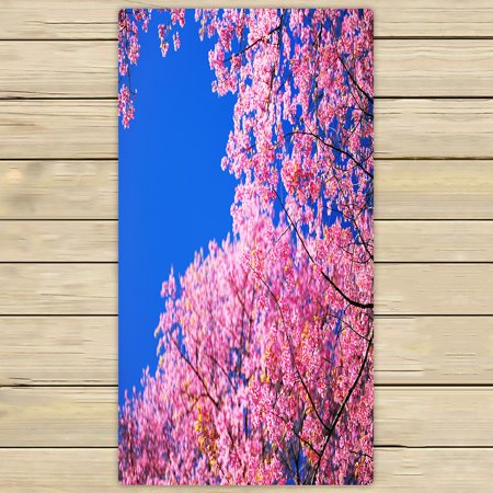 ABPHQTO Spring Pink Cherry Blossoms Blue Sky Towels,Beach Bath Pool Sprot Travel Hand Spa Towel 30x56 Inch