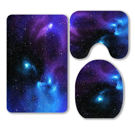 ABPHQTO Starry Of Deep Outer Space 3 Piece Bathroom Rugs Set Bath Rug Contour Mat and Toilet Lid Cover