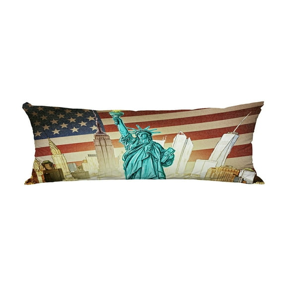 ABPHQTO Statue Of Liberty With Manhattan And American Flag Body Pillow Covers Pillow Case Protector Pillowcase 20x60 Inch