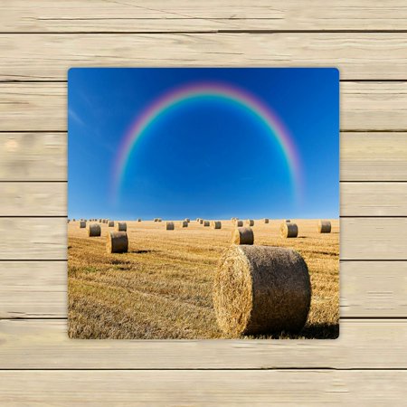 ABPHQTO Straw Bales And A Rainbow Towels,Beach Bath Pool Sprot Travel Hand Spa Towel 13x13 Inch