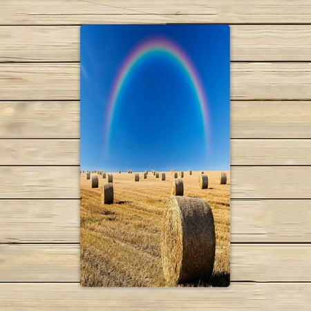 ABPHQTO Straw Bales And A Rainbow Towels,Beach Bath Pool Sprot Travel Hand Spa Towel 16x28 Inch