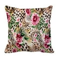 thumbnail image 1 of ABPHQTO Striped Leopard Flower Pillow Case Pillow Cover Pillow Protector Two Sides For Couch Bed 18x18 Inch, 1 of 1
