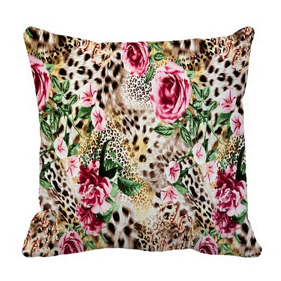 ABPHQTO Striped Leopard Flower Pillow Case Pillow Cover Pillow Protector Two Sides For Couch Bed 20 x 20 Inch