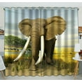 thumbnail image 1 of ABPHQTO Stuffed African Elephant Window Curtain Kitchen Curtain Window Drapes Panel 52x84 inch (Two Piece), 1 of 1