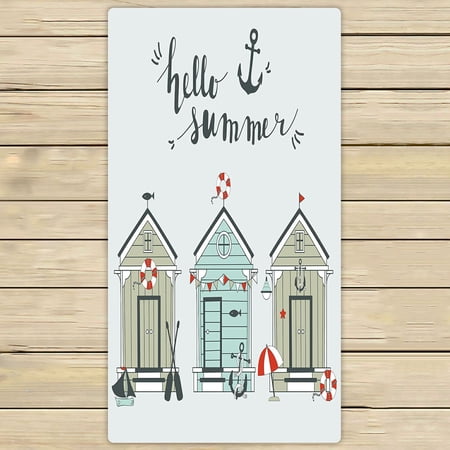 ABPHQTO Summer Card Beach Huts Towels,Beach Bath Pool Sprot Travel Hand Spa Towel 30x56 Inch