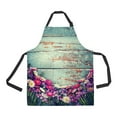 thumbnail image 1 of ABPHQTO Summer Colorful Flowers Vintage Wooden Apron Home Kitchen Apron with Pockets, 1 of 2