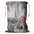 thumbnail image 1 of ABPHQTO Summer In Paris Gentle City Landscape Flower Rose Leaf Storage Basket Laundry Bag with Drawstring 24x32 Inch, 1 of 3