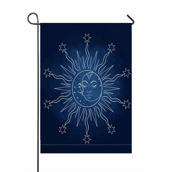 ABPHQTO Sun Moon Vintage Tattoo Alchemy Astrology Magic Home Outdoor Garden Flag House Banner Size 28x40 Inch