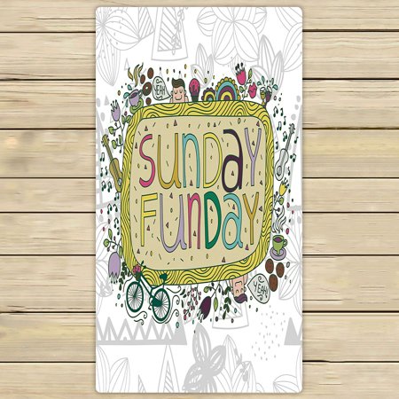 ABPHQTO Sunday Fun Day Doodle Geometric Shapes Towels Beach Bath Pool Sprot Travel Hand Spa Towel 30x56 Inch