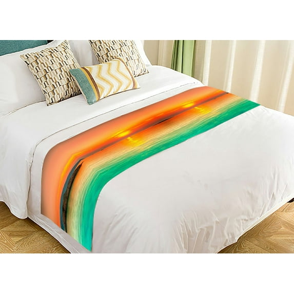 ABPHQTO Sunset Over The Sea Con Dao Vietnam Bed Runner Bedding Scarf Bed Decoration 20x95 inch