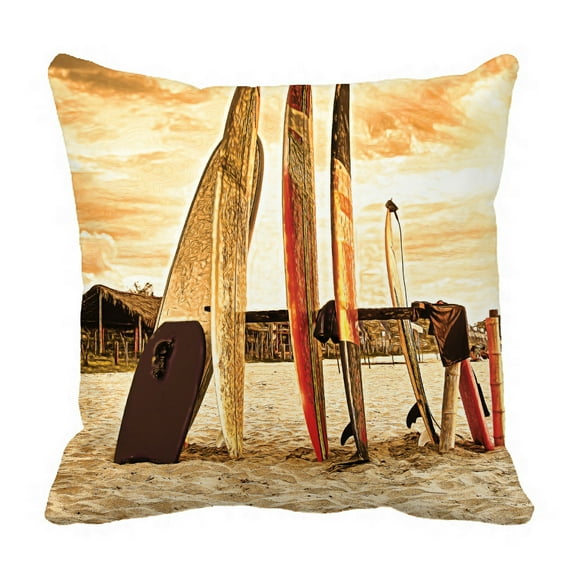 ABPHQTO Surfing For Rent Om The Sunset Beach Pillow Case Pillow Cover Pillow Protector Two Sides For Couch Bed 16x16 Inch