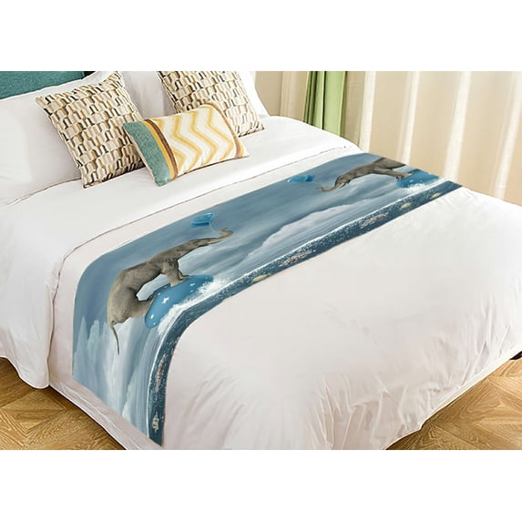 ABPHQTO Surreal Elephant Middle Sea Bed Runner Bedding Scarf Bed Decoration 20x95 inch