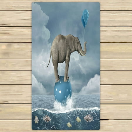 ABPHQTO Surreal Elephant Middle Sea Towels,Beach Bath Pool Sprot Travel Hand Spa Towel 30x56 Inch