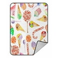 thumbnail image 1 of ABPHQTO Sweet Lollipop Candy Cane Ice Cream Muffins Fleece Blanket Fleece Back Throw Blanket 58x80 inch, 1 of 1