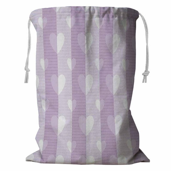 ABPHQTO Sweet Love Hearts Pattern Lavender Purple Storage Basket Laundry Bag with Drawstring 18x24 Inch