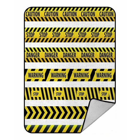 ABPHQTO Tape Caution Danger Yellow Police Line Warning Tape Danger Tape Caution Tape Fleece Blanket Fleece Back Throw Blanket 58x80 inch