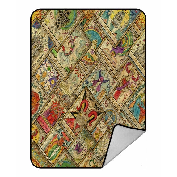 ABPHQTO Tarot Occult Esoteric Divination Wicca Fleece Blanket Fleece Back Throw Blanket 58x80 inch
