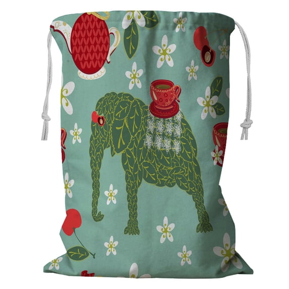 ABPHQTO Tea Elephant Storage Basket Laundry Bag with Drawstring 24x32 Inch