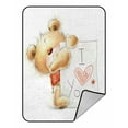 thumbnail image 1 of ABPHQTO Teddy Bear Big Paper Valentines I Love You Romantic Fleece Blanket Fleece Back Throw Blanket 58x80 Inch, 1 of 1