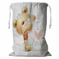 thumbnail image 1 of ABPHQTO Teddy Bear Big Paper Valentines I Love You Romantic Storage Basket Laundry Bag with Drawstring 18x24 Inch, 1 of 3