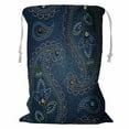 thumbnail image 1 of ABPHQTO Texture Denim Fabric Buttons Embroidery Paisley Storage Basket Laundry Bag with Drawstring 24x32 Inch, 1 of 3