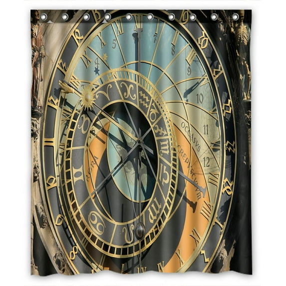 ABPHQTO The Ancient Astronomical Clock In Prague Waterproof Polyester Shower Curtain and Hooks For Home Decor 60x72 Inch
