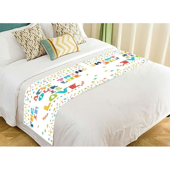 ABPHQTO The Best Thing In Our Life Is Love Quote Bed Runner Bedding Scarf Bed Decoration 20x95 inch