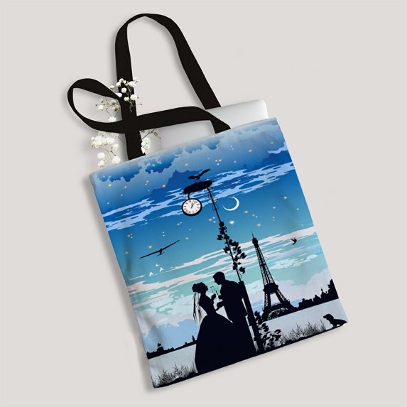 ABPHQTO The Bride And Groom On The The Eiffel Tower Canvas Bag Reusable Tote Grocery Shopping Bags Tote Bag 14x16 inch
