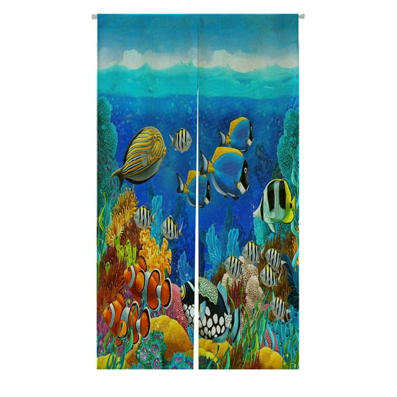 ABPHQTO The Coral Reef Japanese Noren Curtain Doorway Door Window Treatment Curtains Cotton Linen Curtain 85x90 cm