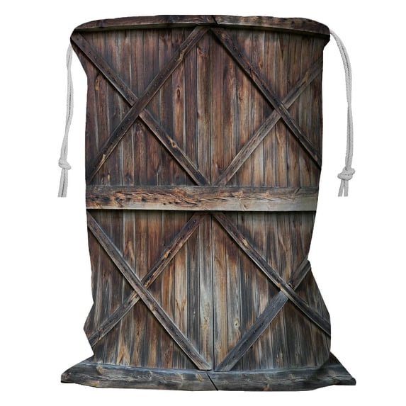 ABPHQTO The Old Wooden Door - Storage Basket Laundry Bag with Drawstring 24x32 Inch