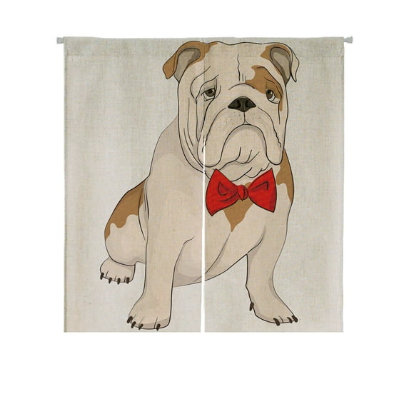 ABPHQTO The Silhouette Of The Dog Breed English Bulldog Japanese Noren Curtain Doorway Door Window Treatment Curtains Cotton Linen Curtain 85x150 cm
