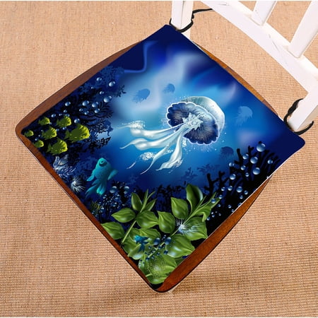 ABPHQTO The Underwater World Of Fish Jellyfish And Plants Chair Pad Seat Cushion Chair Cushion Floor Cushion Two Sides Printing 20x20 Inch
